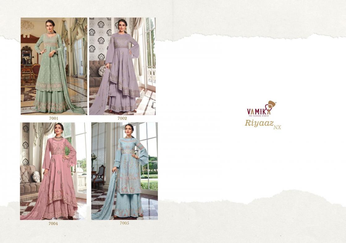 RIYAAZ BY VAMIKA GEORGETTE EMBROIDERY TRADITIONAL READYMADE TOP WITH PLAZZO & DUPATTA SET