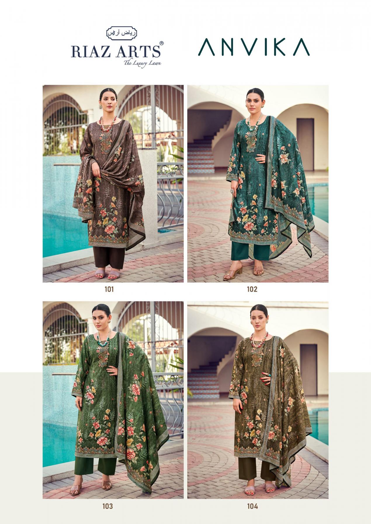RIAZ ARTS ANVIKA COTTON COMFORTABLE PAKISTANI DRESS MATERIALS