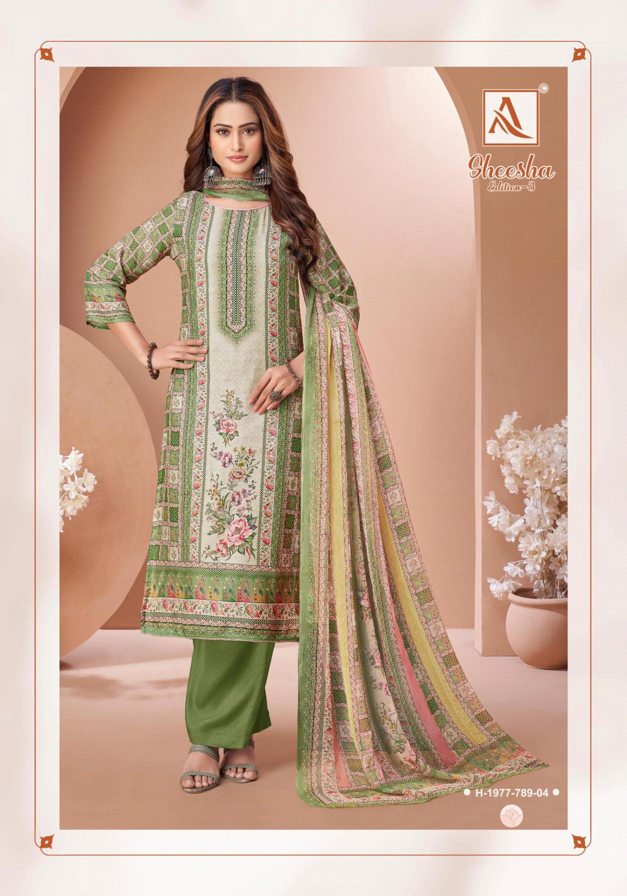 ALOK SUITS PRESENT BY SHEESHA VOL 3 NEW DESIGNER UNSTITCHED SUITS