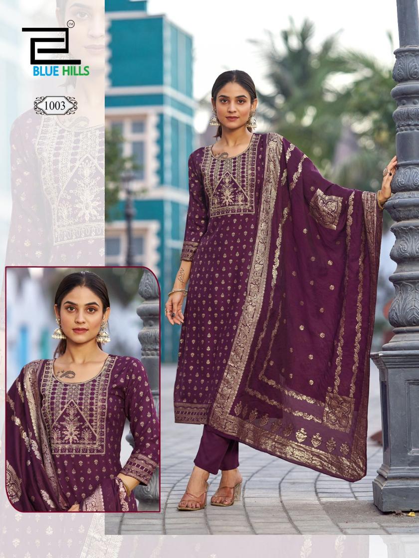 BLUE HILLS LAUNCH MADHURI RAYON FANCY READYMADE SUITS