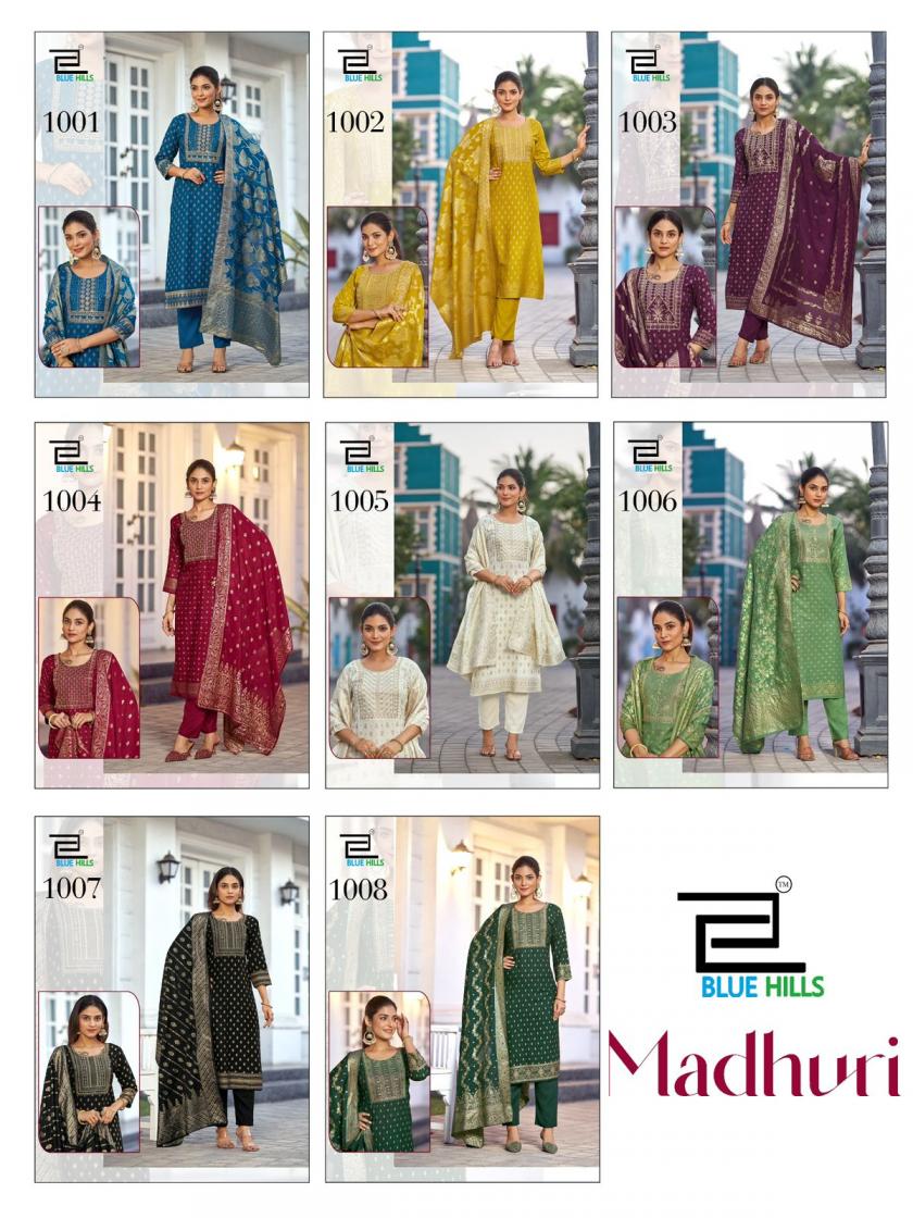 BLUE HILLS LAUNCH MADHURI RAYON FANCY READYMADE SUITS