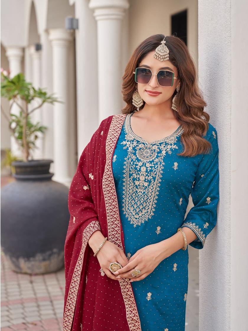 AARADHNA BY AANCHI VICHITRA SILK READYMADE CHURIDAR SALWAR KAMEEZ