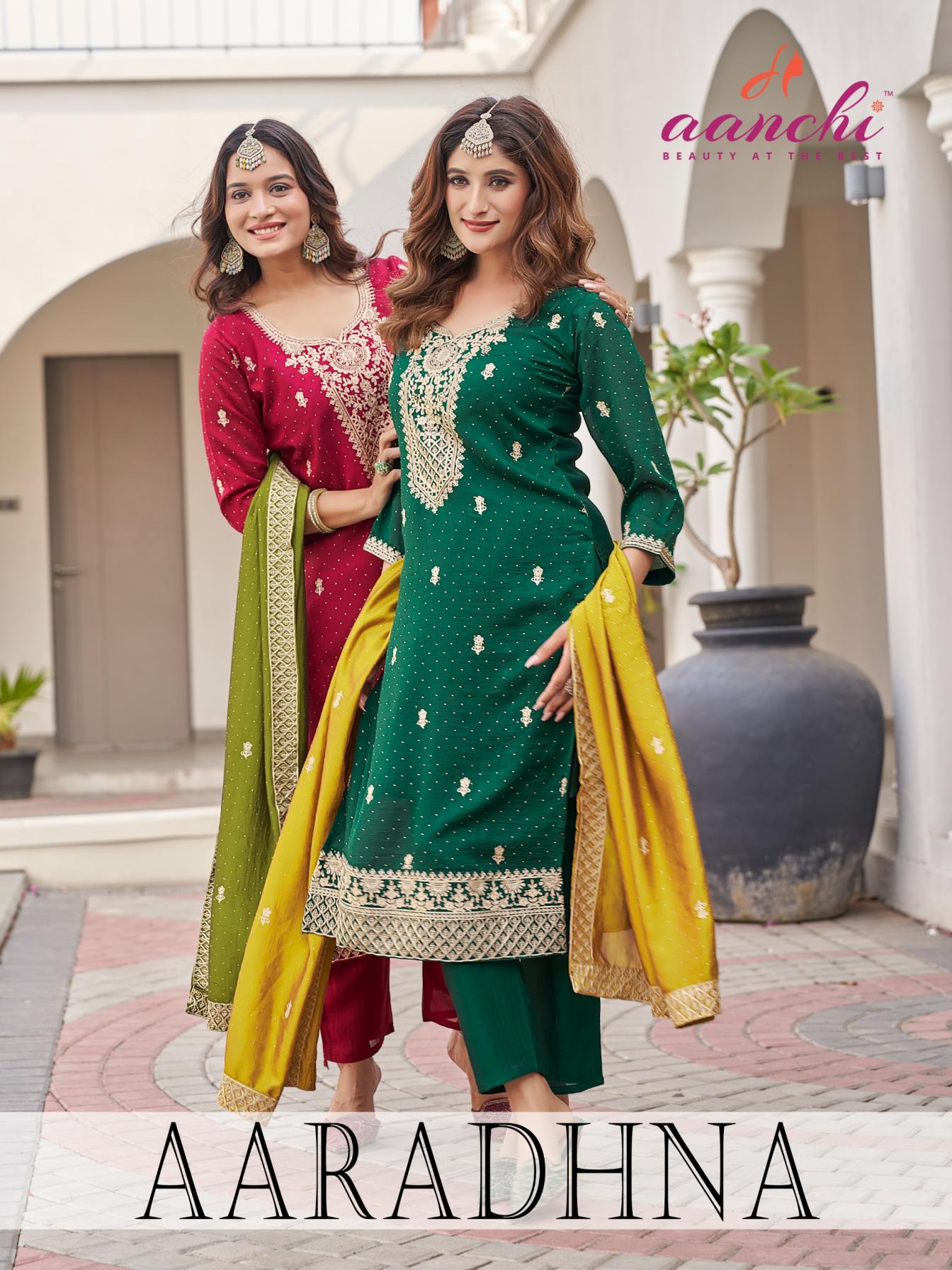 AARADHNA BY AANCHI VICHITRA SILK READYMADE CHURIDAR SALWAR KAMEEZ