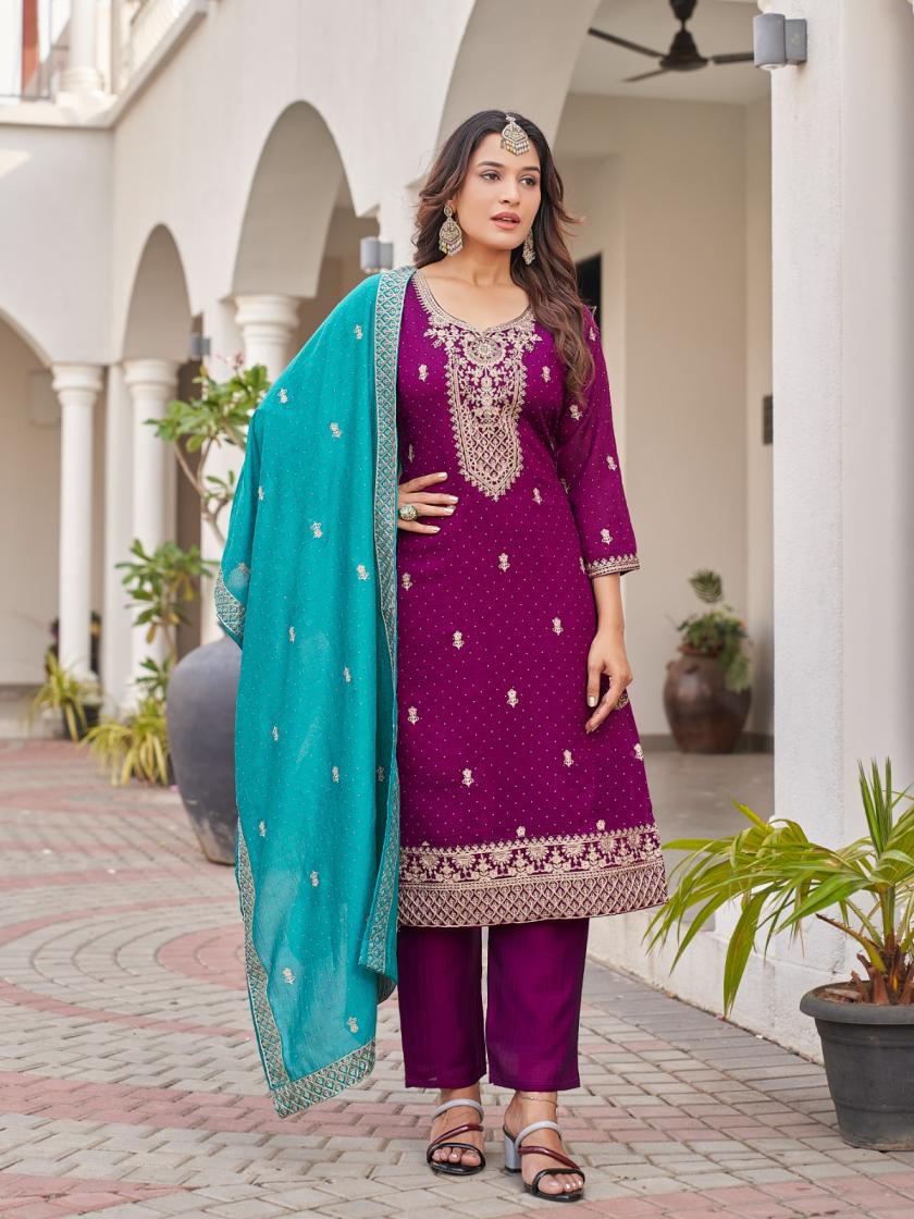 AARADHNA BY AANCHI VICHITRA SILK READYMADE CHURIDAR SALWAR KAMEEZ