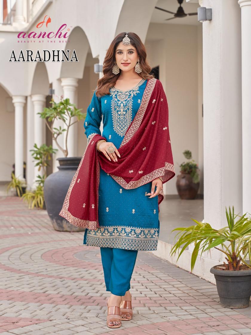 AARADHNA BY AANCHI VICHITRA SILK READYMADE CHURIDAR SALWAR KAMEEZ