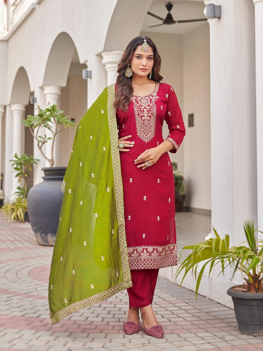 AARADHNA BY AANCHI VICHITRA SILK READYMADE CHURIDAR SALWAR KAMEEZ