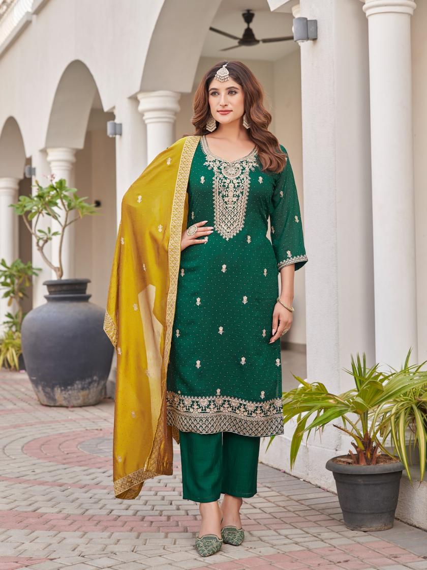 AARADHNA BY AANCHI VICHITRA SILK READYMADE CHURIDAR SALWAR KAMEEZ