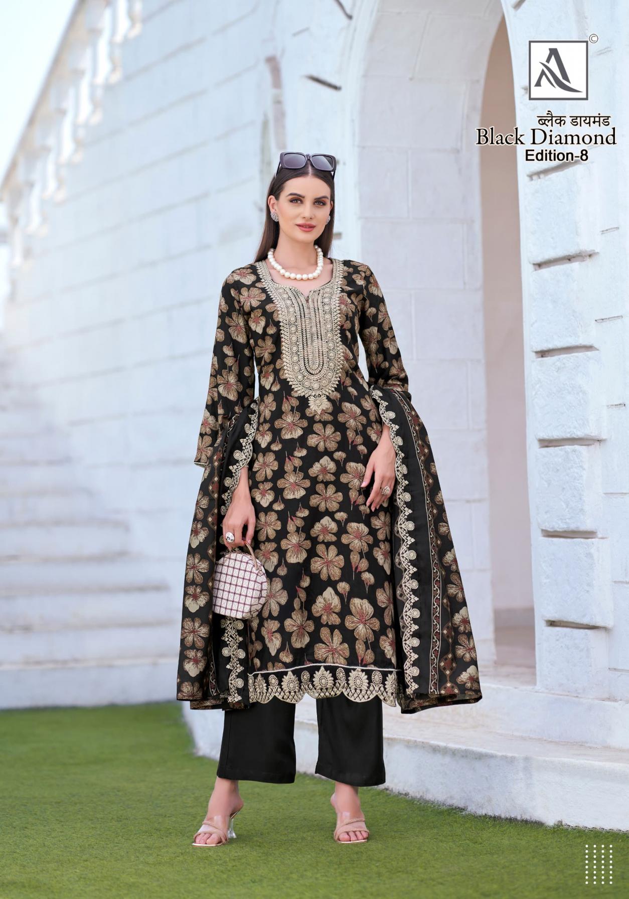 ALOK SUIT LAUNCH BLACK DIAMOND VOL 8 RAYON PAKISTANI SUITS