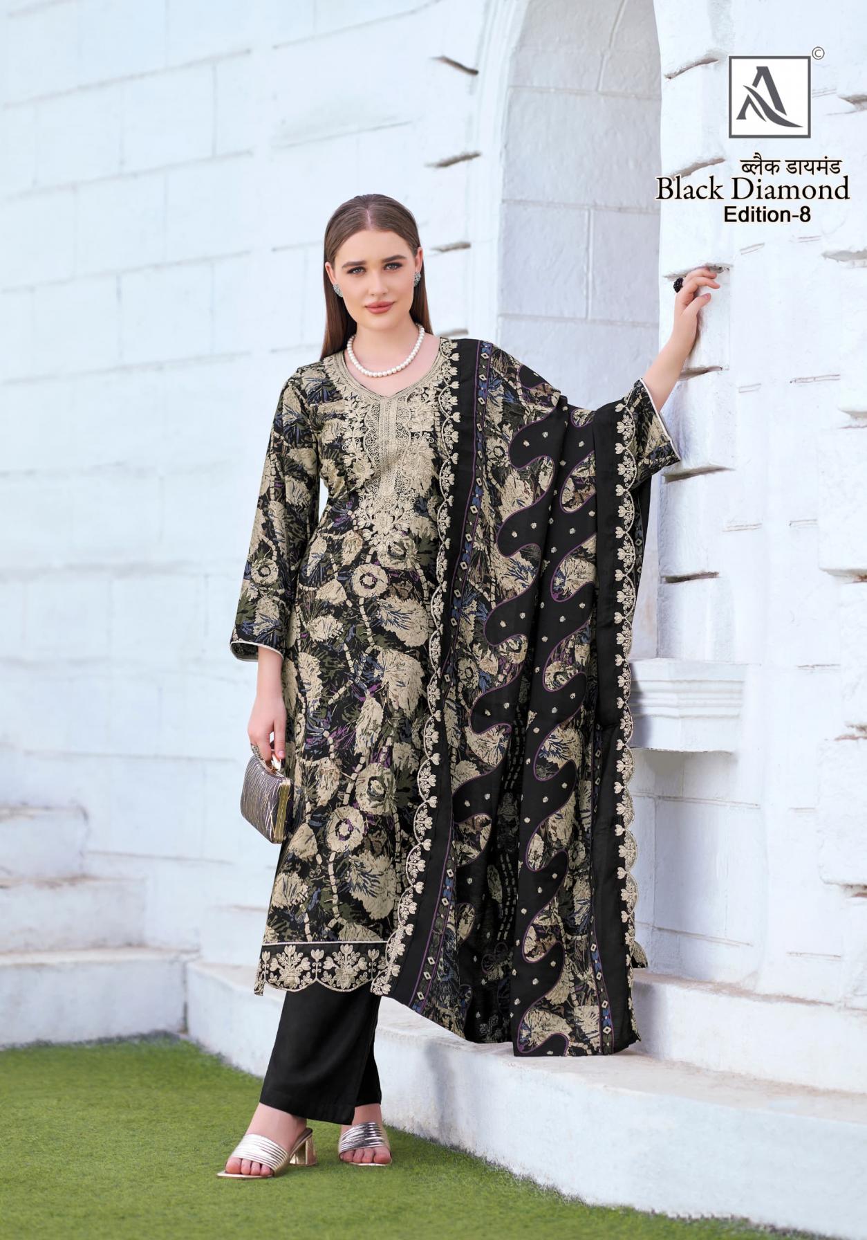 ALOK SUIT LAUNCH BLACK DIAMOND VOL 8 RAYON PAKISTANI SUITS