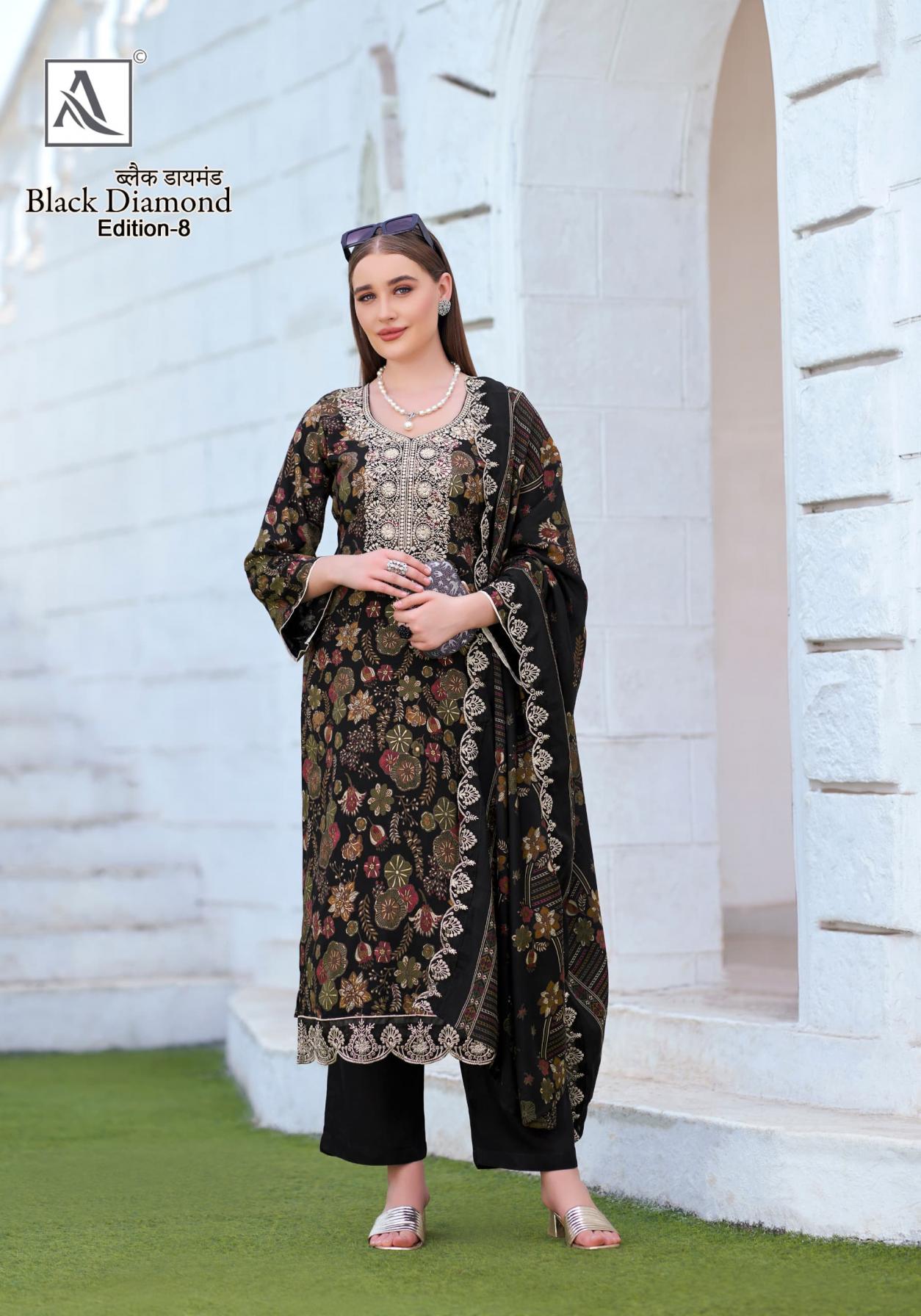 ALOK SUIT LAUNCH BLACK DIAMOND VOL 8 RAYON PAKISTANI SUITS