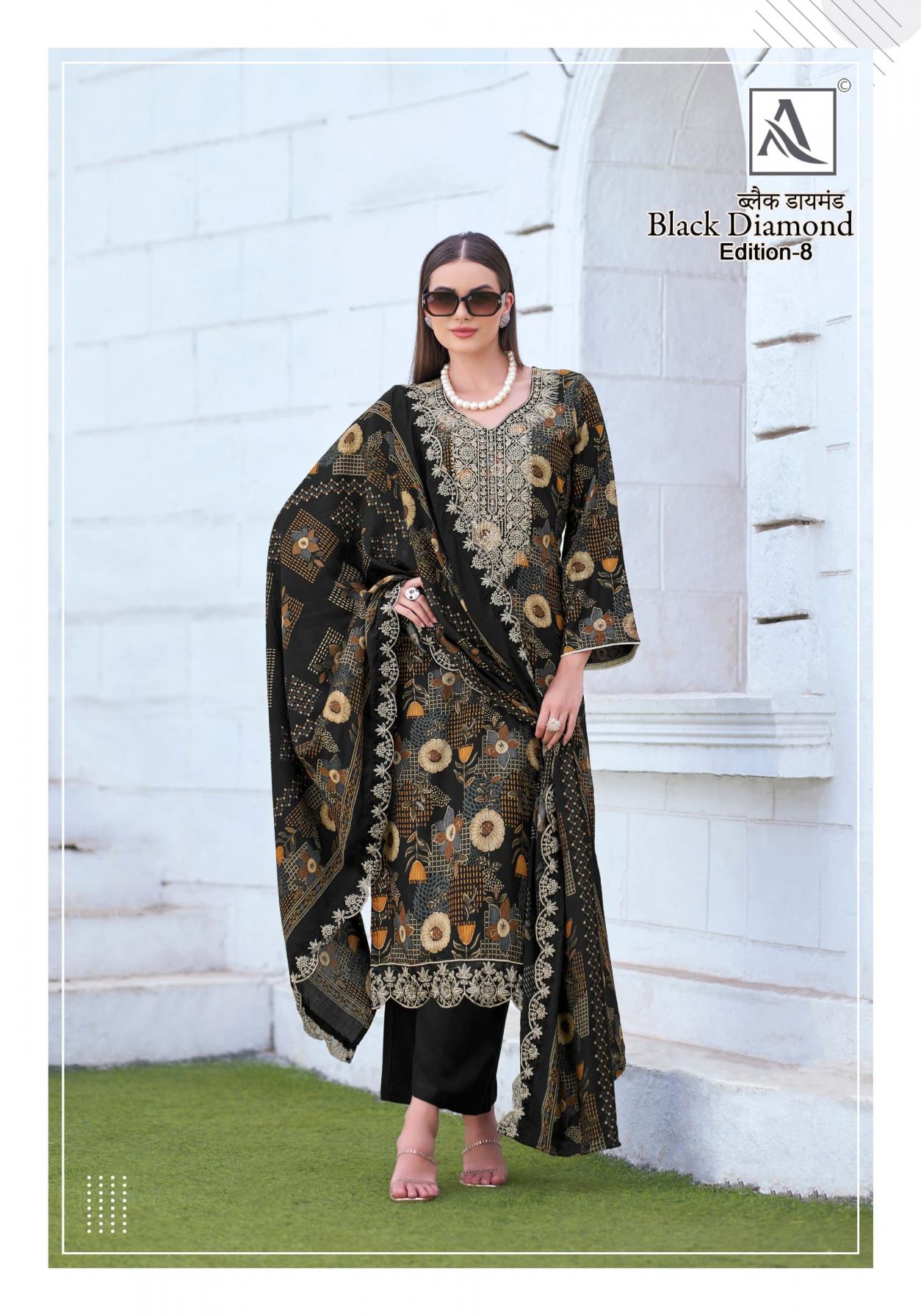 ALOK SUIT LAUNCH BLACK DIAMOND VOL 8 RAYON PAKISTANI SUITS
