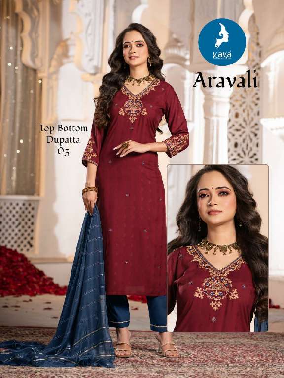 KAYA LAUCH ARAVALI WHOLESALE 3 PCS CONCEPT WITH STRAIGHT CUT TRENDY SALWAR SUITS