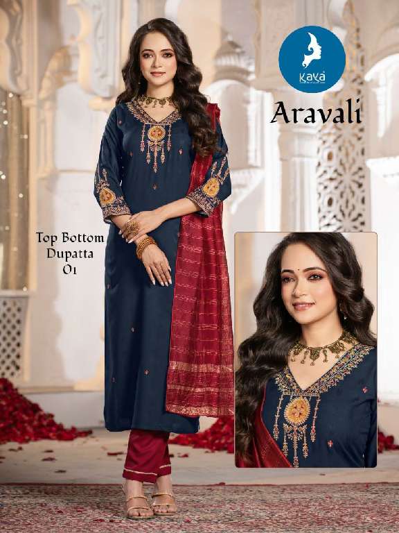 KAYA LAUCH ARAVALI WHOLESALE 3 PCS CONCEPT WITH STRAIGHT CUT TRENDY SALWAR SUITS