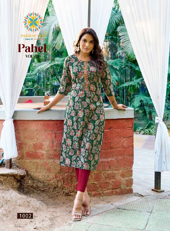 PASSION TREE PAHEL VOL 1 WHOLESALE HEAVY COTTON PRINTS WITH EMBROIDERY WORK STRAIGHT TOP WITH POCKET