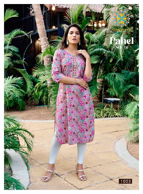 PASSION TREE PAHEL VOL 1 WHOLESALE HEAVY COTTON PRINTS WITH EMBROIDERY WORK STRAIGHT TOP WITH POCKET