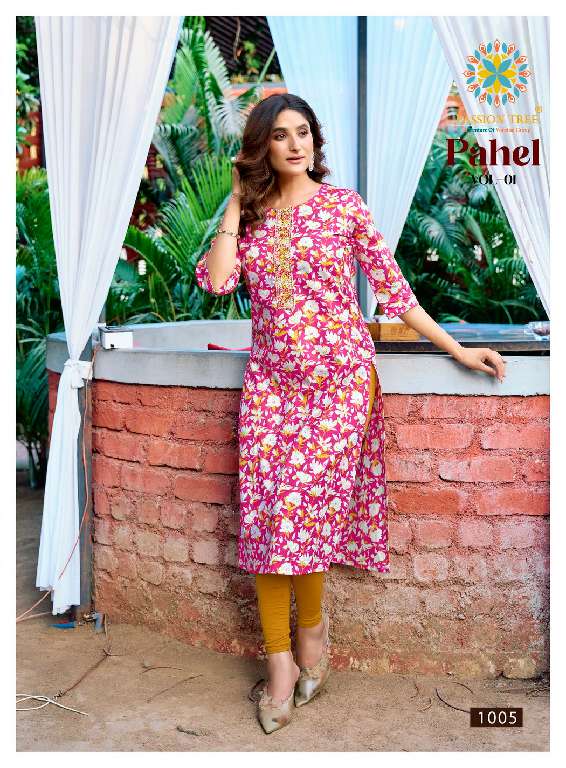 PASSION TREE PAHEL VOL 1 WHOLESALE HEAVY COTTON PRINTS WITH EMBROIDERY WORK STRAIGHT TOP WITH POCKET