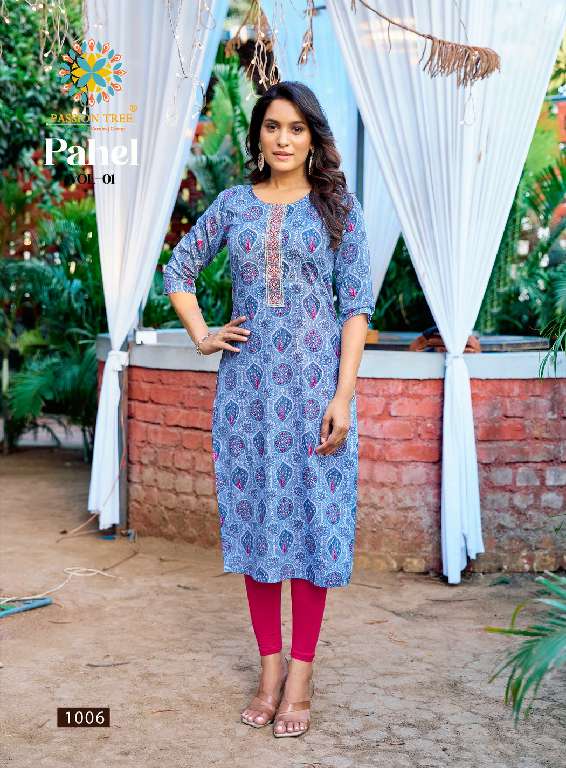 PASSION TREE PAHEL VOL 1 WHOLESALE HEAVY COTTON PRINTS WITH EMBROIDERY WORK STRAIGHT TOP WITH POCKET
