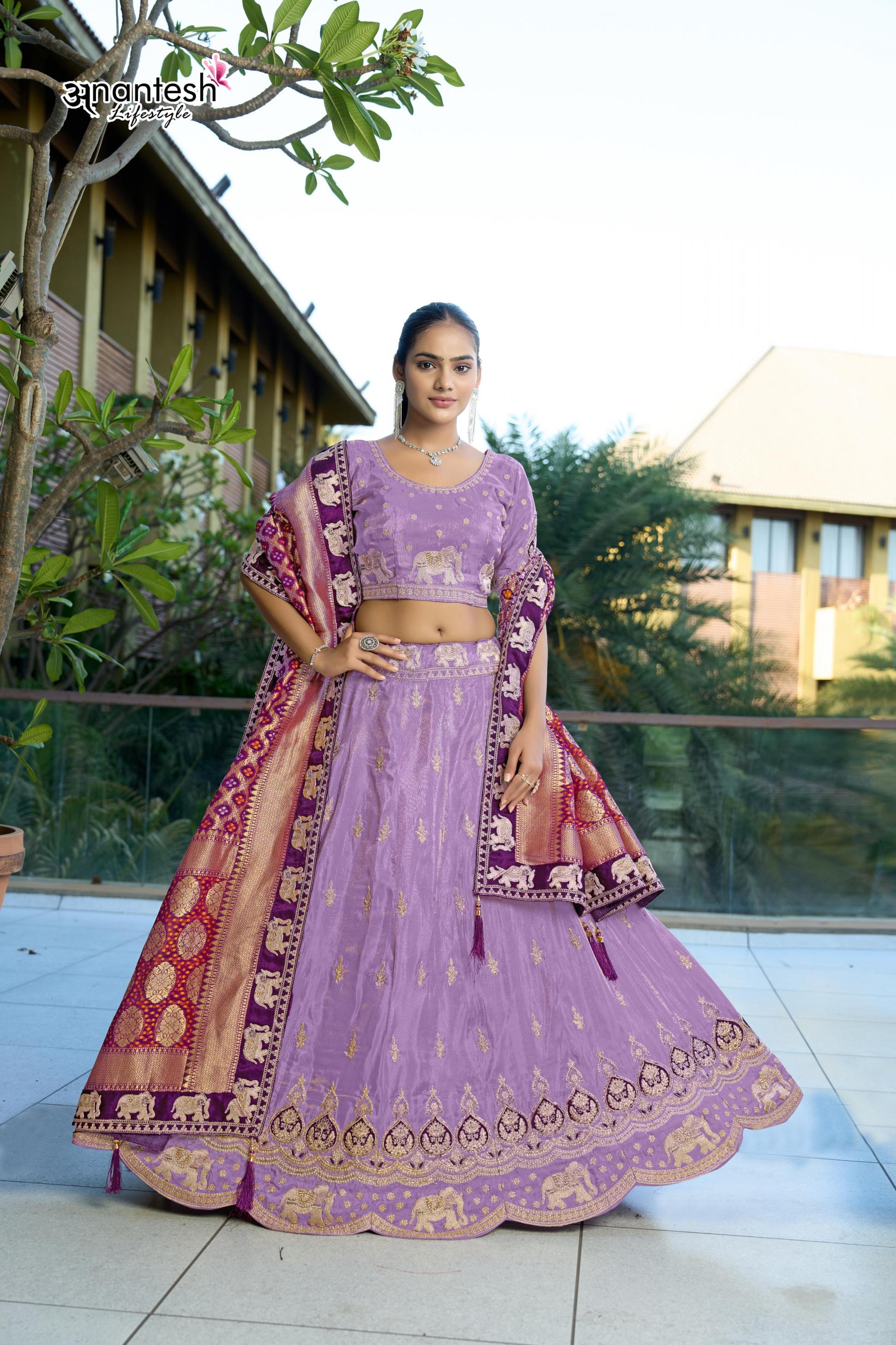 ANANTESH LIFESTYLE 5046 COSMOS VISCOSE SEMI STITCH STYLISH LEHENGA BLOUSE WITH DUPATTA