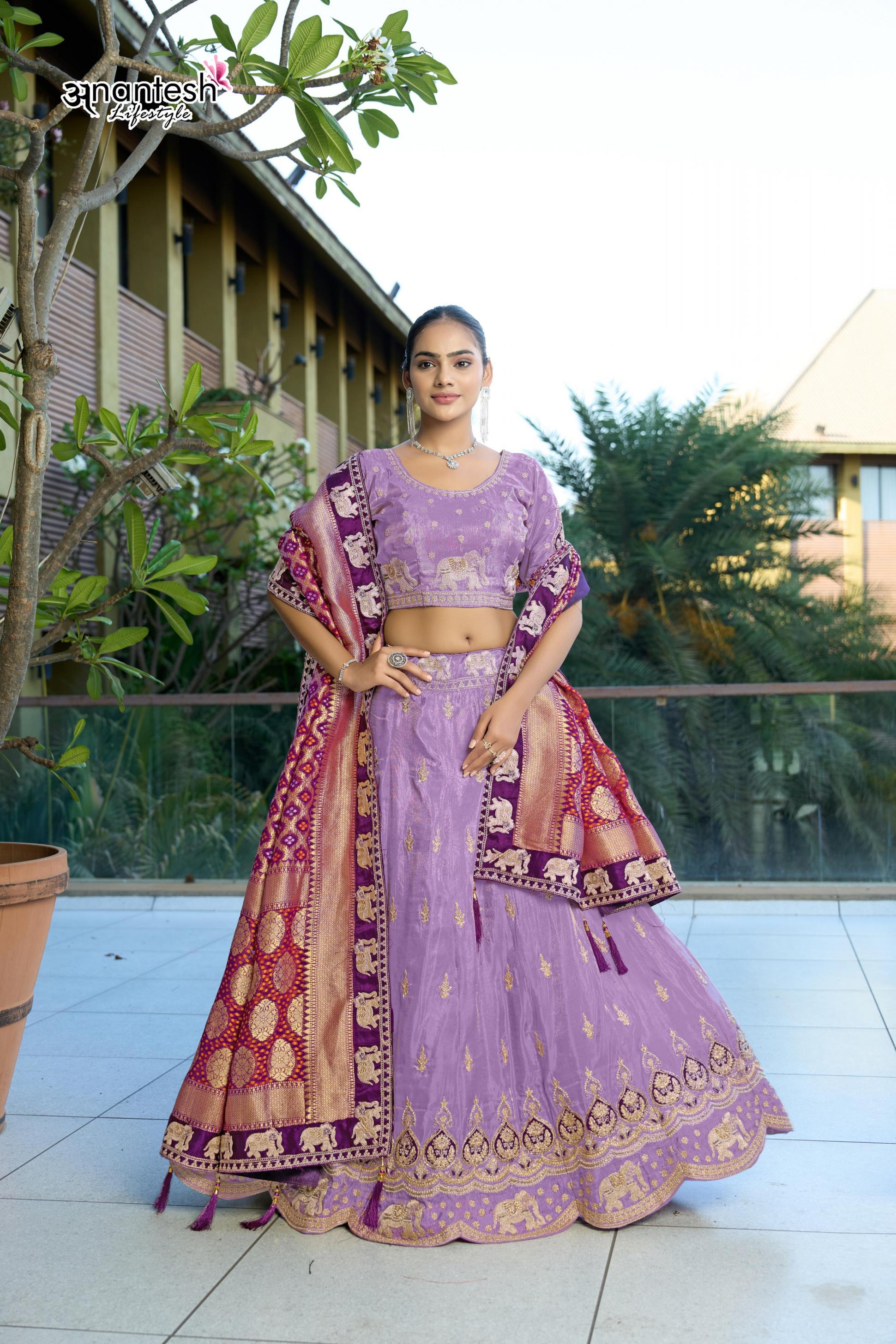 ANANTESH LIFESTYLE 5046 COSMOS VISCOSE SEMI STITCH STYLISH LEHENGA BLOUSE WITH DUPATTA