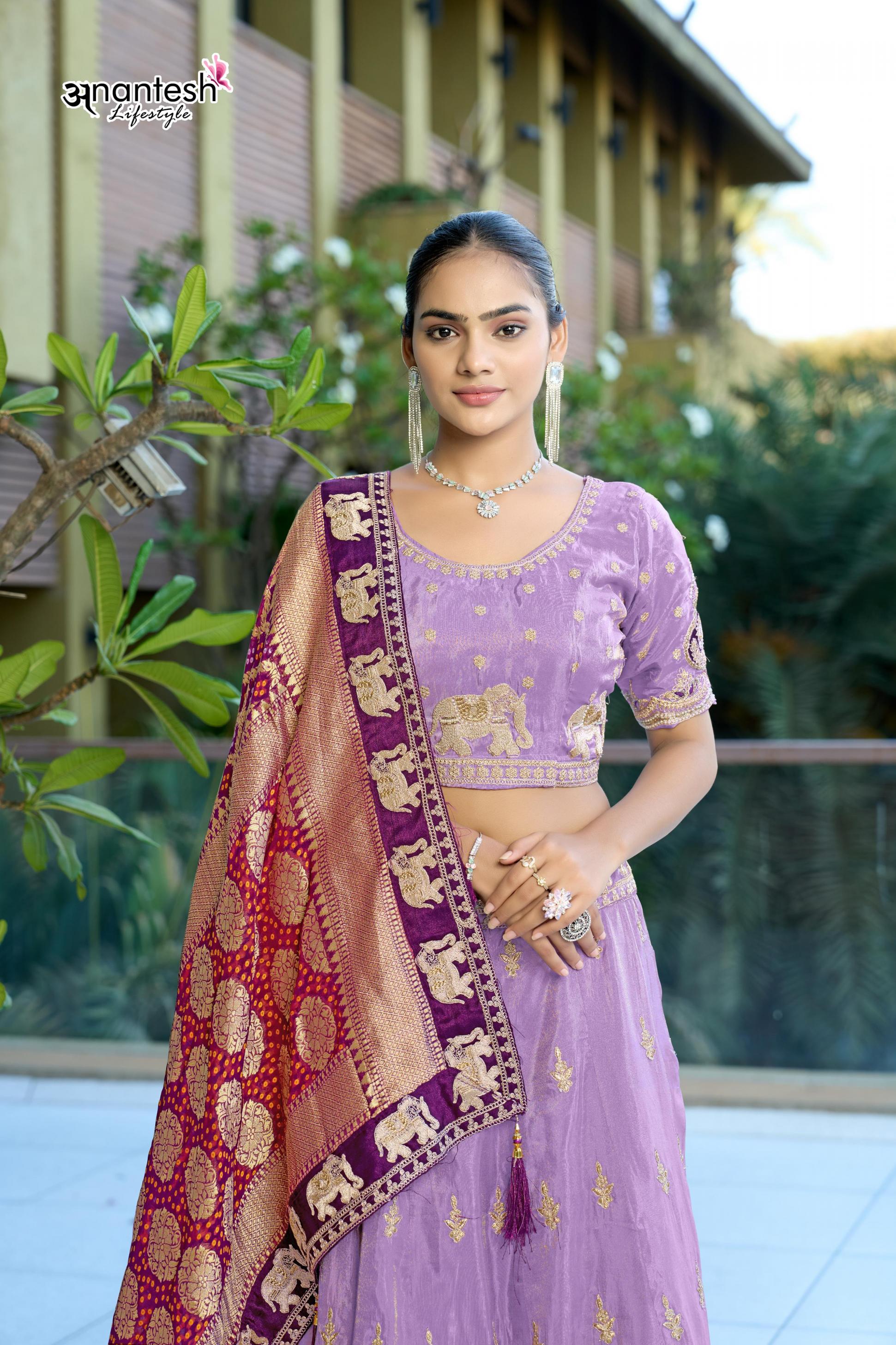 ANANTESH LIFESTYLE 5046 COSMOS VISCOSE SEMI STITCH STYLISH LEHENGA BLOUSE WITH DUPATTA