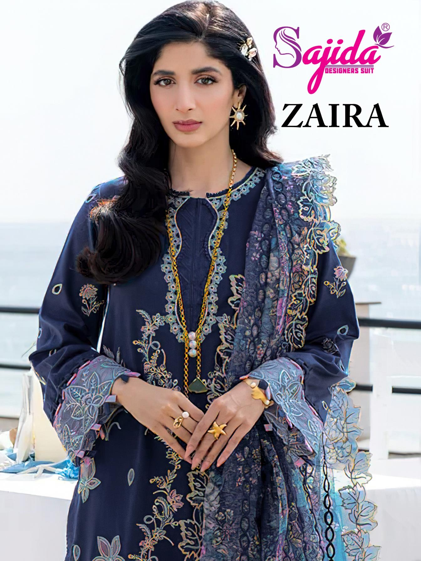 ZAIRA BY SAJIDA DESIGNER CAMBRIC COTTON PAKISTANI 3PCS DRESS MATERIAL