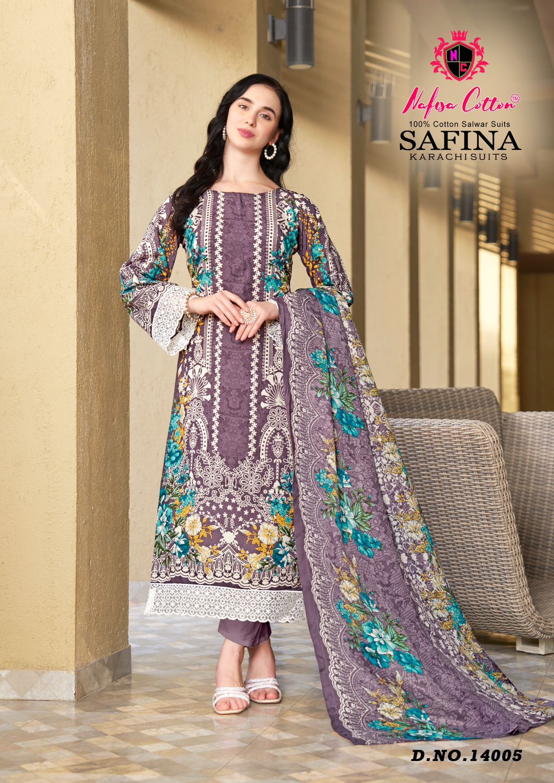 NAFISA SAFINA KARACHI SUITS VOL 14 PAKISTANI CASUAL WEAR DRESS MATERIAL