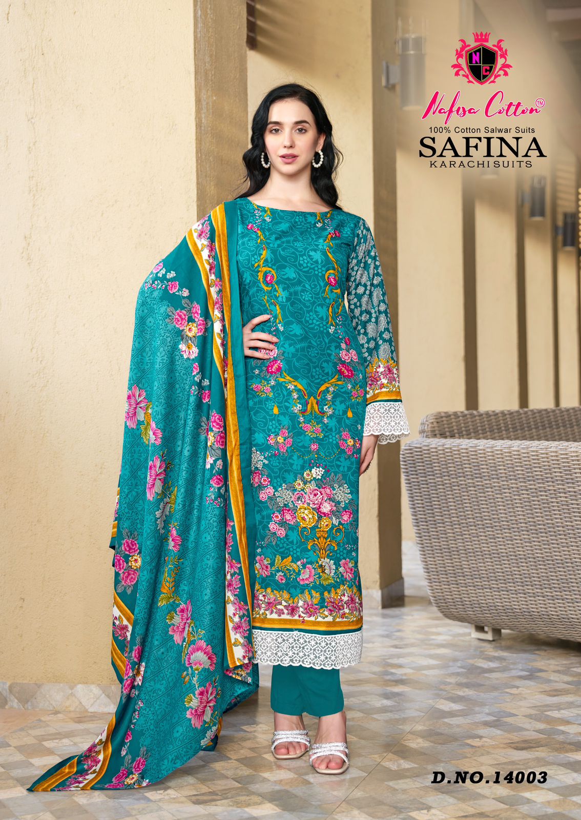 NAFISA SAFINA KARACHI SUITS VOL 14 PAKISTANI CASUAL WEAR DRESS MATERIAL