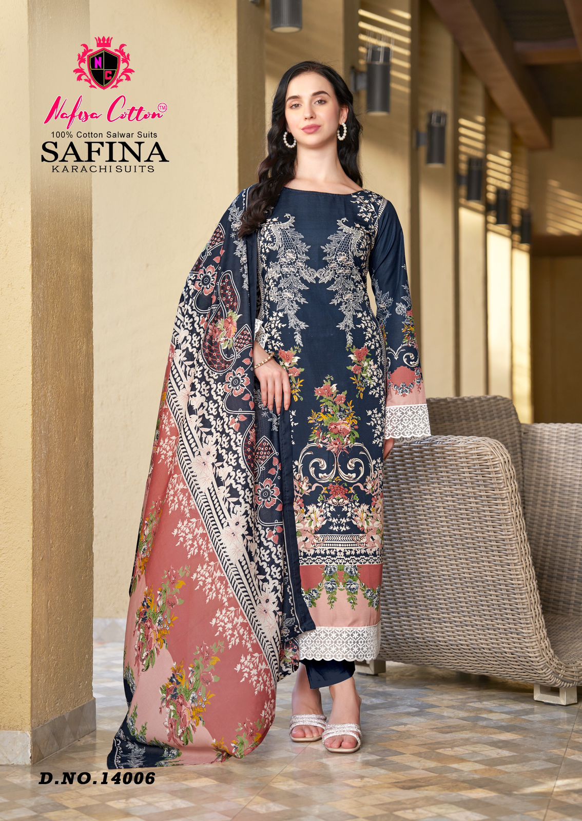 NAFISA SAFINA KARACHI SUITS VOL 14 PAKISTANI CASUAL WEAR DRESS MATERIAL