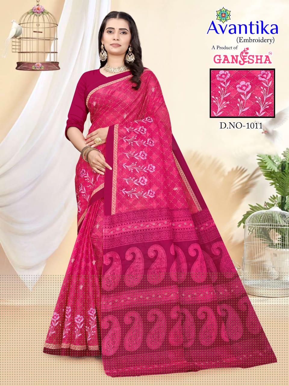 GANESHA AVANTIKA VOL 1 WHOLESALE PURE COTTON PRINTED WITH EMBROIDERY SAREES