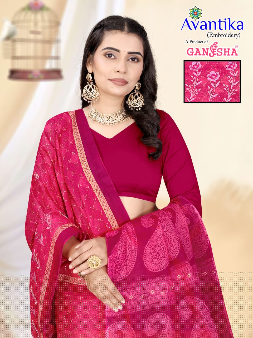 GANESHA AVANTIKA VOL 1 WHOLESALE PURE COTTON PRINTED WITH EMBROIDERY SAREES