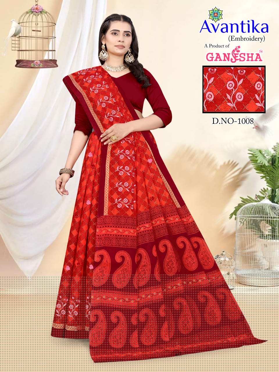 GANESHA AVANTIKA VOL 1 WHOLESALE PURE COTTON PRINTED WITH EMBROIDERY SAREES