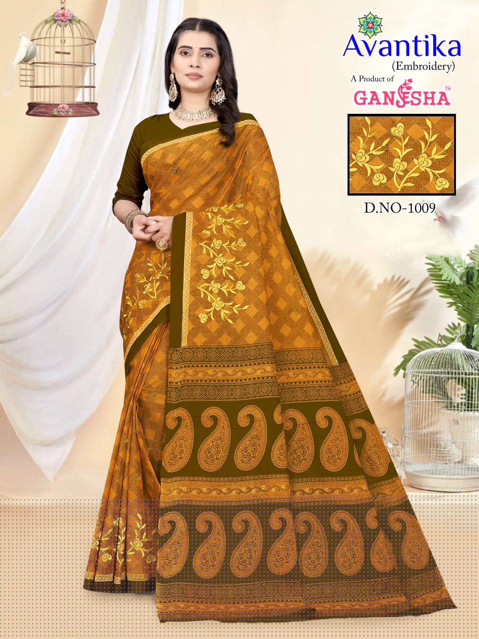 GANESHA AVANTIKA VOL 1 WHOLESALE PURE COTTON PRINTED WITH EMBROIDERY SAREES