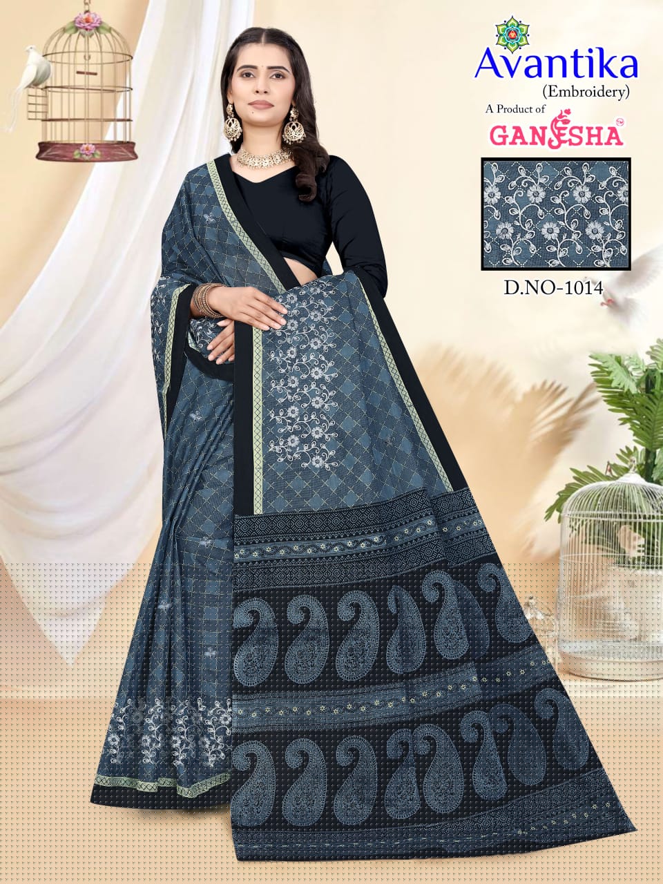 GANESHA AVANTIKA VOL 1 WHOLESALE PURE COTTON PRINTED WITH EMBROIDERY SAREES