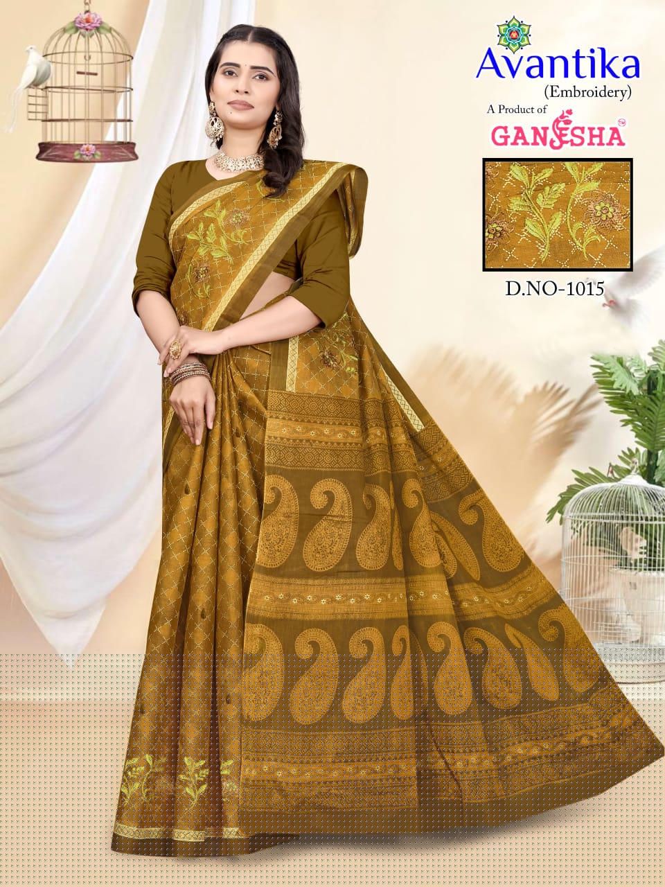 GANESHA AVANTIKA VOL 1 WHOLESALE PURE COTTON PRINTED WITH EMBROIDERY SAREES