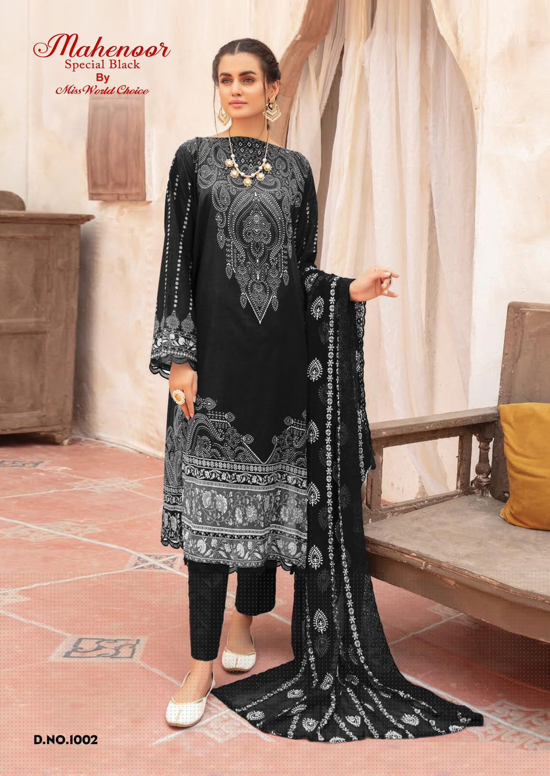 MAHENOOR SPECIAL BLACK VOL-1 BY MISS WORLD CHOICE WHOLESALE KARACHI PRINT DRESS MATERIAL