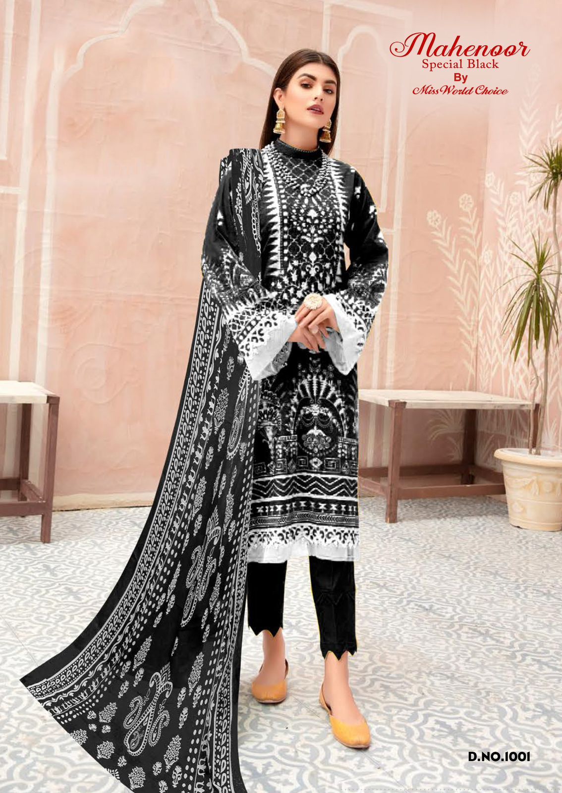 MAHENOOR SPECIAL BLACK VOL-1 BY MISS WORLD CHOICE WHOLESALE KARACHI PRINT DRESS MATERIAL
