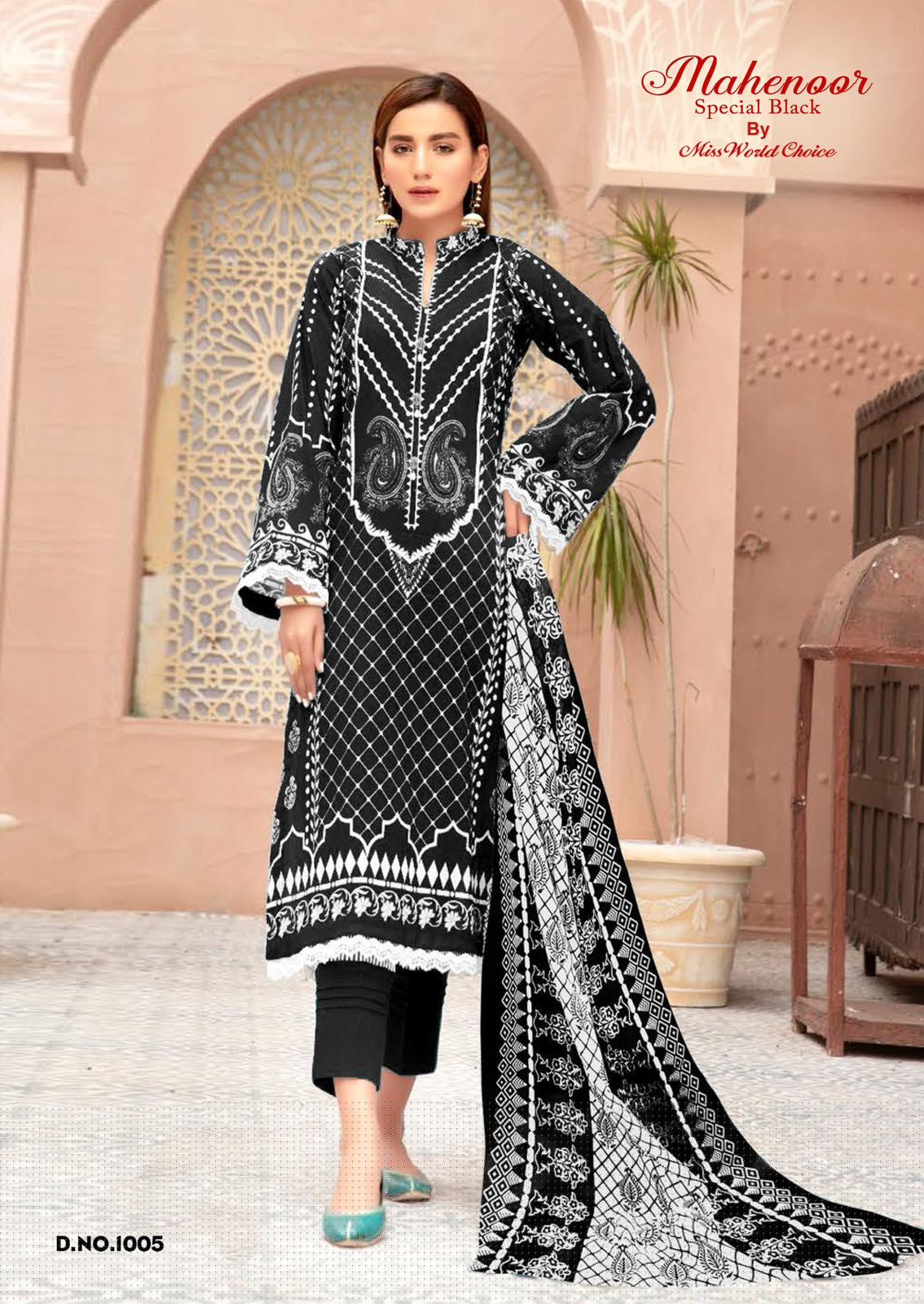 MAHENOOR SPECIAL BLACK VOL-1 BY MISS WORLD CHOICE WHOLESALE KARACHI PRINT DRESS MATERIAL