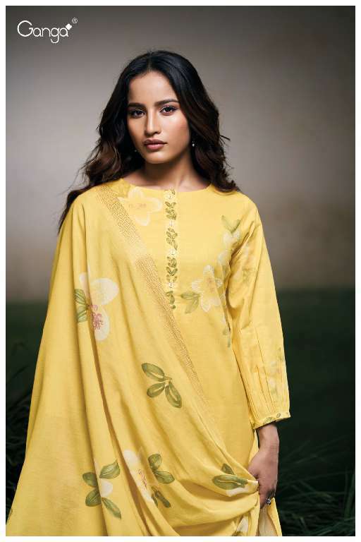 GANGA FARYAT S3523 WHOLESALE PREMIUM COTTON PRINTED WITH HANDWORK CLASSIC SUITS