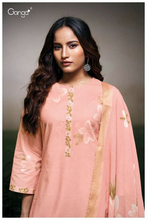 GANGA FARYAT S3523 WHOLESALE PREMIUM COTTON PRINTED WITH HANDWORK CLASSIC SUITS