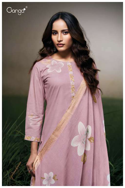 GANGA FARYAT S3523 WHOLESALE PREMIUM COTTON PRINTED WITH HANDWORK CLASSIC SUITS