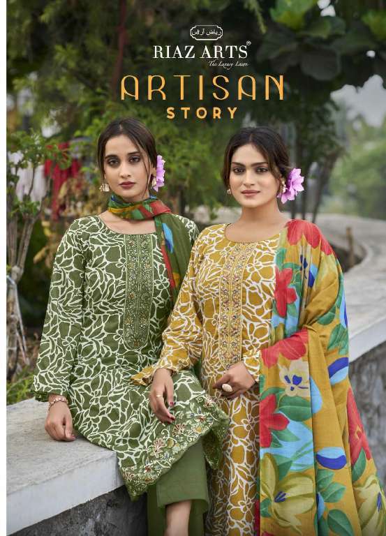 RIAZ ARTS LAUNCH ARTISAN STORY WHOLESALE PURE KARACHI CAMBRIC LAWN DIGITAL PRINT WITH EMBROIDERY PAKISTANI SUITS