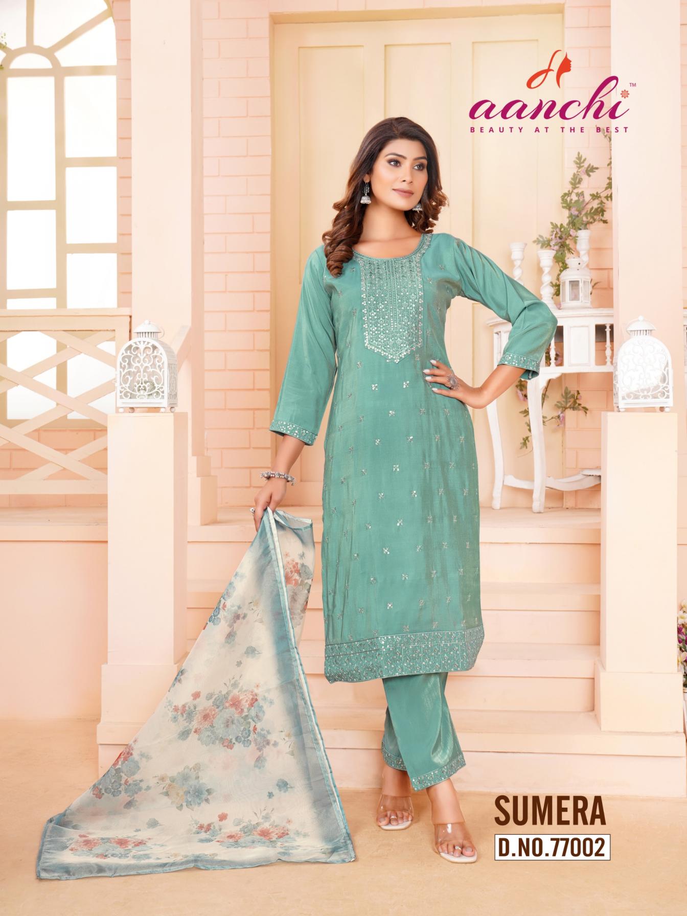 AANCHI SUMERA ROMAN SHIMMER FULLY STITCH ETHNIC STYLE LADIES SUITS
