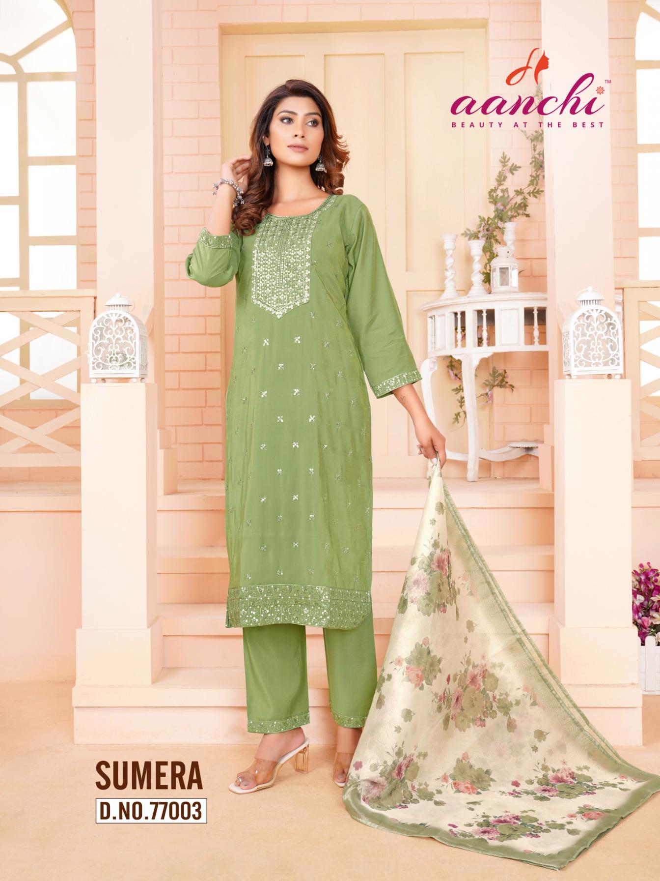 AANCHI SUMERA ROMAN SHIMMER FULLY STITCH ETHNIC STYLE LADIES SUITS
