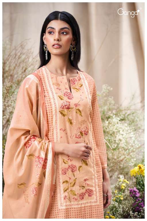 GANGA PRESENT FRANCIS S3570 WHOLESALE PREMIUM COTTON MAL PRINTED WITH HANDWORK CLASSIC SUITS ONLINE