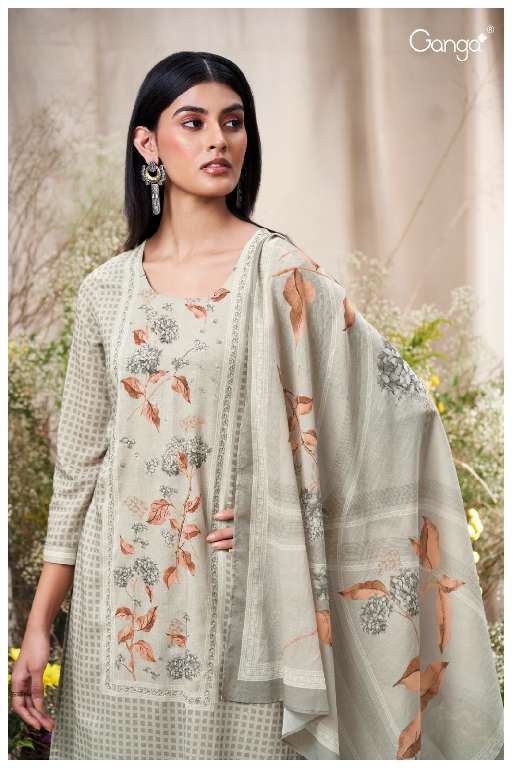 GANGA PRESENT FRANCIS S3570 WHOLESALE PREMIUM COTTON MAL PRINTED WITH HANDWORK CLASSIC SUITS ONLINE