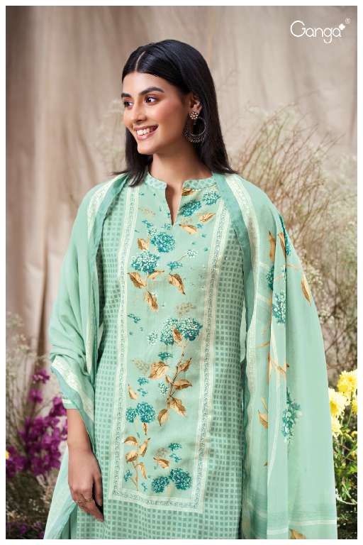 GANGA PRESENT FRANCIS S3570 WHOLESALE PREMIUM COTTON MAL PRINTED WITH HANDWORK CLASSIC SUITS ONLINE