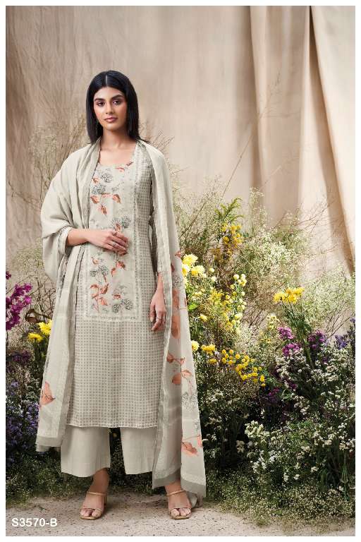 GANGA PRESENT FRANCIS S3570 WHOLESALE PREMIUM COTTON MAL PRINTED WITH HANDWORK CLASSIC SUITS ONLINE