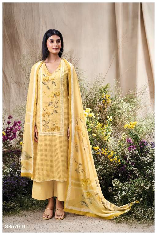 GANGA PRESENT FRANCIS S3570 WHOLESALE PREMIUM COTTON MAL PRINTED WITH HANDWORK CLASSIC SUITS ONLINE