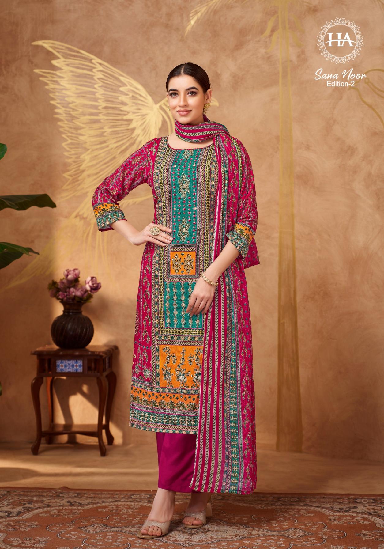 ALOK SUIT PRESENT SANA NOOR VOL 2 REYON EXCLUSIVE PRINT HAND WORKED SALWAR KAMEEZ