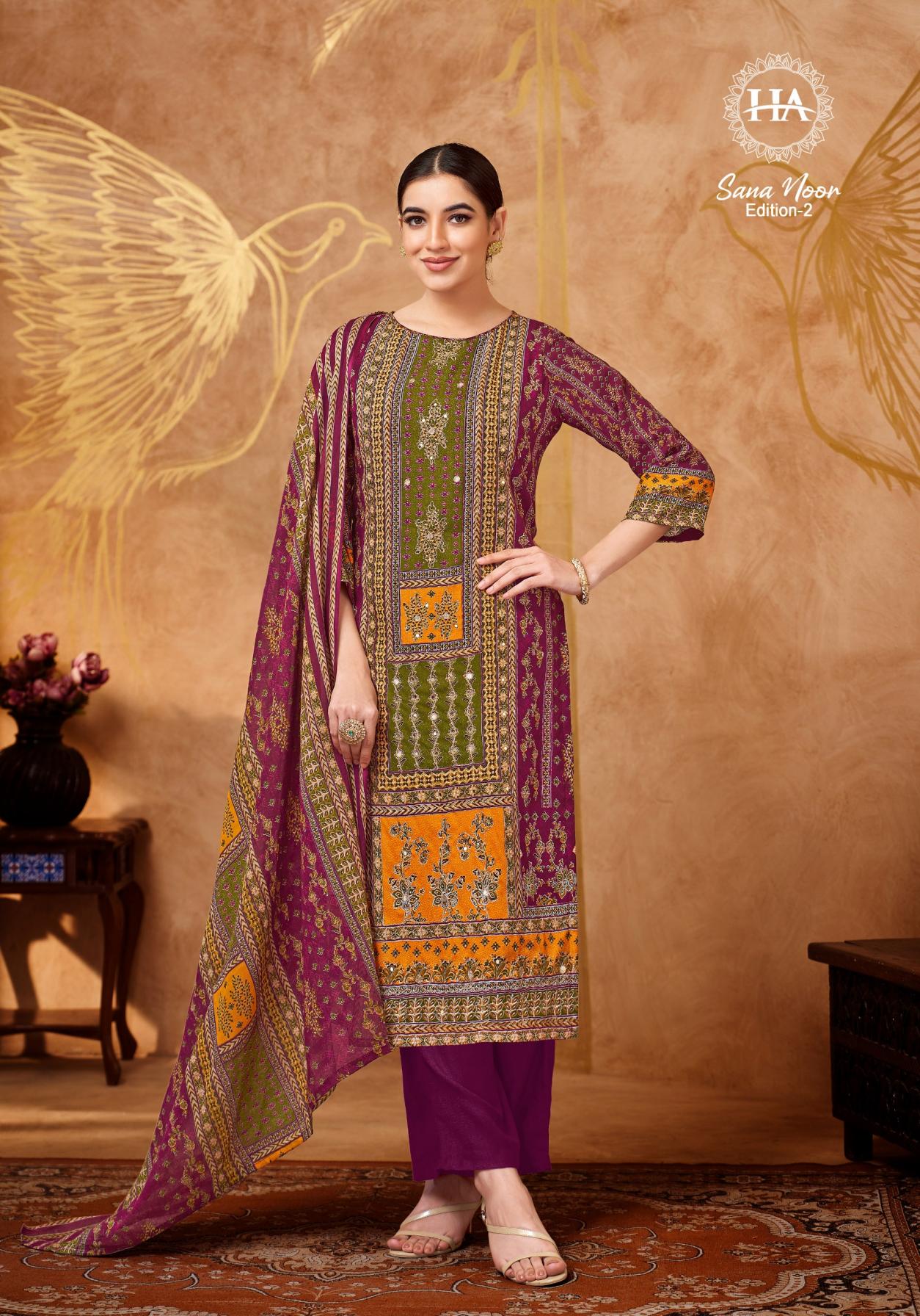 ALOK SUIT PRESENT SANA NOOR VOL 2 REYON EXCLUSIVE PRINT HAND WORKED SALWAR KAMEEZ